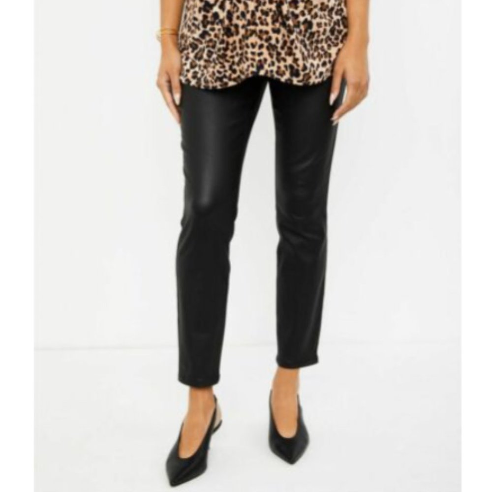Motherhood Maternity Indigo Blue Coated Skinny Leg Ankle Jeans Black Med…